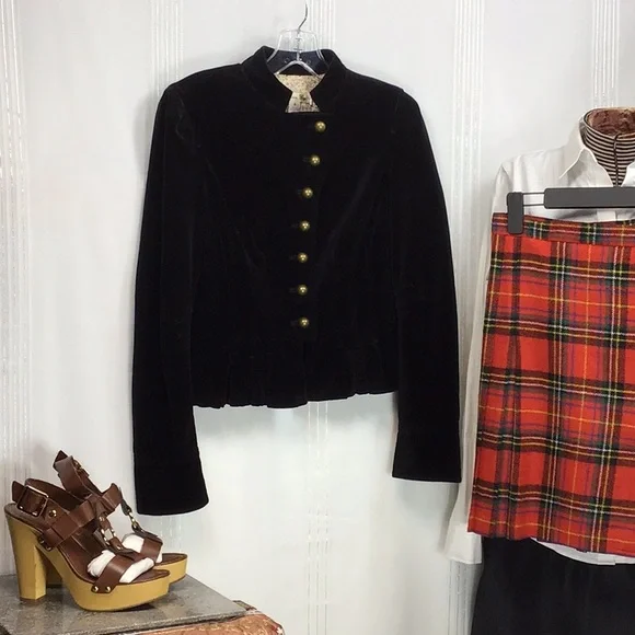 VTG American Rag Black Cotton Velveteen Cropped Lined Jacket - Picture 16 of 16